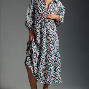 Anthropologie Maeve Bettina Tiered Shirt Dress